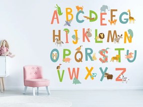Farebná abeceda textilní prelepiteľné nálepky na stenu hárok 76 x 71 cm