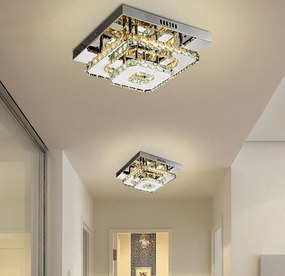 Toolight Toolight, LED 24W kryštálová stropná lampa štvorcová APP410-C, chrómová-zlatá, OSW-65008