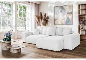 Biela rozkladacia rohová pohovka s úložným priestorom (variabilný roh) Luma – Ropez