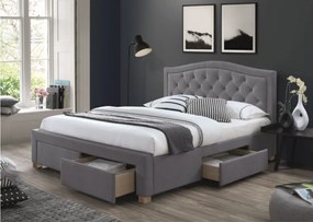 Sivá čalúnená postel ELECTRA VELVET 160 x 200 cm