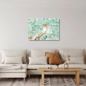 Sklenený obraz kvety s motýľmi (70x50 cm)