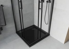 Mexen Rio štvorcová sprchová kabína 70 x 70 cm, 6mm číre sklo, čierny profil + čierna sprchová vanička, 860-070-070-70-00-4070B