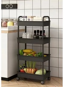 Regál na kolieskach POZIO 39x27x95 cm čierny