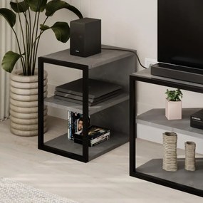 Súprava TV stolíka + 2 bočné stolíky Houseland Echo retro sievá/čierna