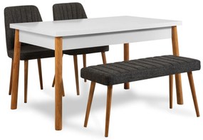 Jedálenský set Bimuvo 4 (borovica atlantická + biela + antracit) (pre 4 osoby). Vlastná spoľahlivá doprava až k Vám domov. 1095034