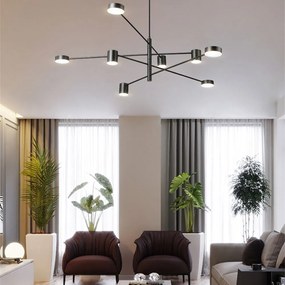 Toolight Toolight, LED stropné svietidlo s 8 ramenami 75x124 cm APP598-8C, čierna, OSW-08566
