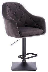 LuxuryForm DESIGN Barová stolička ANDORA VELUR na čierne podstave - tmavo šedá