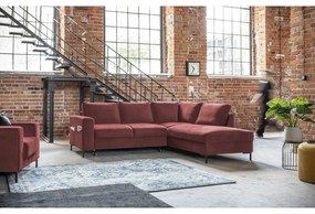 Ružová zamatová rozkladacia rohová pohovka (pravý roh) Lofty Lilly – Miuform