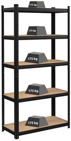 Regál CONOR 180x90x30 cm čierny