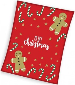 Vianočná flísová deka s perníčky - polar fleece 180 gsm - 130 x 170 cm