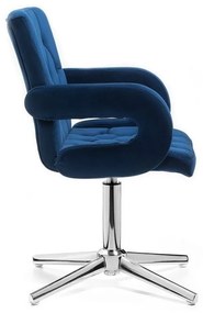 LuxuryForm DESIGN Stolička BOSTON VELUR na striebornom kríži - modrá