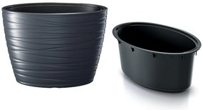 Oválny kvetináč s vložkou Maxe antracit 58,5cm