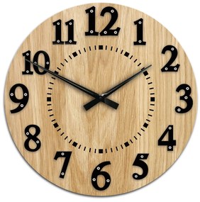 Drevené nástenné hodiny Malibu 49 cm dub prírodný/čierny