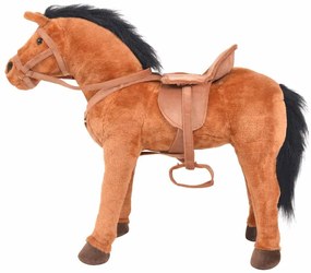 Stojaci plyšový hračkársky koník, hnedý