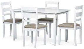 Jedálenský set so 4 stoličkami Autronic 120x75 cm biely masív AUT-6070 WT