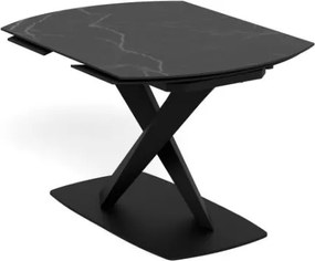 Rozkladací jedálenský stôl Morella 120/180 cm čierny mramor/čierny