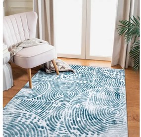 Moderný MEFE koberec 8725 vzor odtlačok prstu - Štrukturálny, dve vrstvy rúna krém / modrý Veľkosť: 120x170 cm