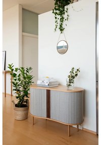 Nízka komoda v dekore duba v sivo-prírodnej farbe s posuvnými dverami 100x67 cm Audacious – UMAGE