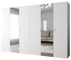 Šatníková skriňa 300 cm Parna 2 (biela + strieborná). Akcia -20%. Vlastná spoľahlivá doprava až k Vám domov. 1125957