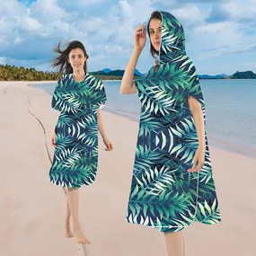 Plážový set BORNEO - osuška 100×180 cm a pončo 80×145 cm, tmavo modrý