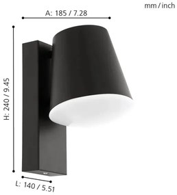 Eglo 33559 - LED Vonkajšie nástenné svietidlo CALDIERO-C 1xE27/9W/230V IP44