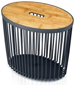 Univerzálny oválny kôš s bambusovým vekom, 30 l, prírodné drevo / antracit