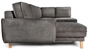 Sivá menčestrová rozkladacia rohová pohovka (pravý roh/do tvaru "U") Tori – Bonami Selection