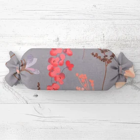 Biante Vankúš valec bonbon Sandra SA-537 Ružové kvety na sivom 15x60 cm