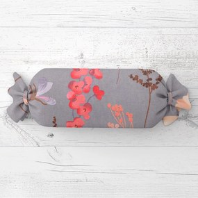 Biante Vankúš valec bonbon Sandra SA-537 Ružové kvety na sivom 15x80 cm