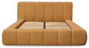 Čalúnená dvojlôžková posteľ s úložným priestorom s roštom 140x190 cm v horčicovej farbe Denali – Bobochic Paris