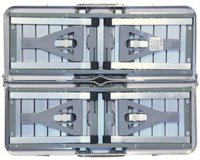 Skladací kempingový stôl so stoličkami biela/chróm