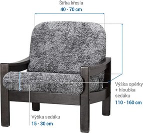 Bielastické poťahy MARMO šedé kreslo s drevenými rúčkami (š. 40 - 70 cm)