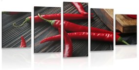5-dielny obraz doska s chili papričkami - 200x100