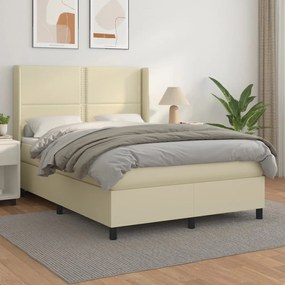 Boxspring posteľ s matracom krémová 140x190 cm umelá koža 3132437