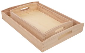 Sada 2 drevených podnosov TIMBER TRAYS