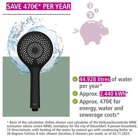 Čierny sprchový set z nerezovej ocele 70 cm Water Saving - Wenko