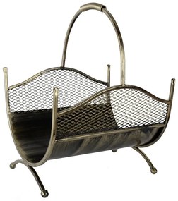 Kovový kôš na drevo Criss, 40x52 cm, zlatá