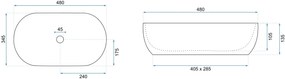 Rea Amelia, umývadlo na dosku 480x345x135 mm, imitácia kameňa Savana Matt, REA-U3000