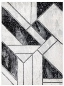 Koberec EMERALD exkluzívny 81953 glamour, styl marmur, geometrický čierny / strieborný
