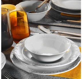 18-dielna jedálenská súprava, biela, porcelánová