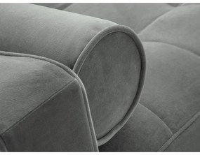 Svetlosivá zamatová rozkladacia rohová pohovka Milo Casa Santo, ľavý roh