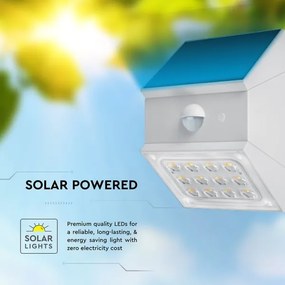 LED nástenné solárne svietidlo so senzorom LED/2,5W/3,7V IP65 1200 mAh biele