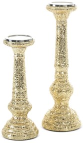 SKLENENÝ SVIETNIK MELIA (FI) 12X31 CM ZLATÝ