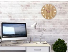 Sammer Nástenné dubové hodiny SIMPLE - biela/ružová 33 cm SimpleWoodWhitePink
