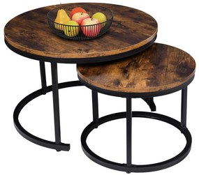 Sada 2 konferenčných stolíkov GALEN 70 cm Rustic