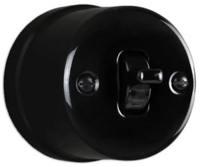 Elhard Nástenný keramický vypínač s páčkou č.6, čierny KN1206B