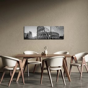 Obraz - Koloseum v Ríme, čiernobiele (s hodinami) (90x30 cm)