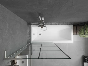 Mexen Next L, 1-krídlová vaňová zástena 90 x 150 cm, 6mm číre sklo-čierny vzor, 6mm číre sklo, profil brúsená oceľ, 895-090-000-03-77-97