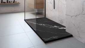 Rea Magnum Carrara, SMC sprchová vanička 80x100, čierna-kamenný vzor, REA-K7007