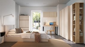 Písací stôl so zásuvkami Lucky, pieskovo béžová/olejovaný dub